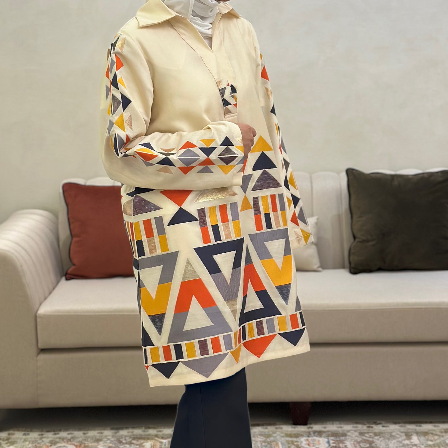 Creme Triangles Blouse