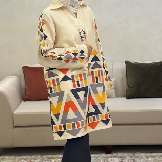 Creme Triangles Blouse