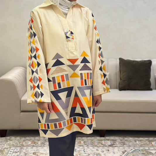 Creme Triangles Blouse