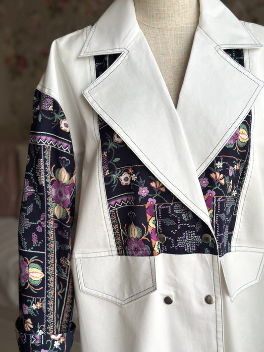 Floral White & Navy Blazer