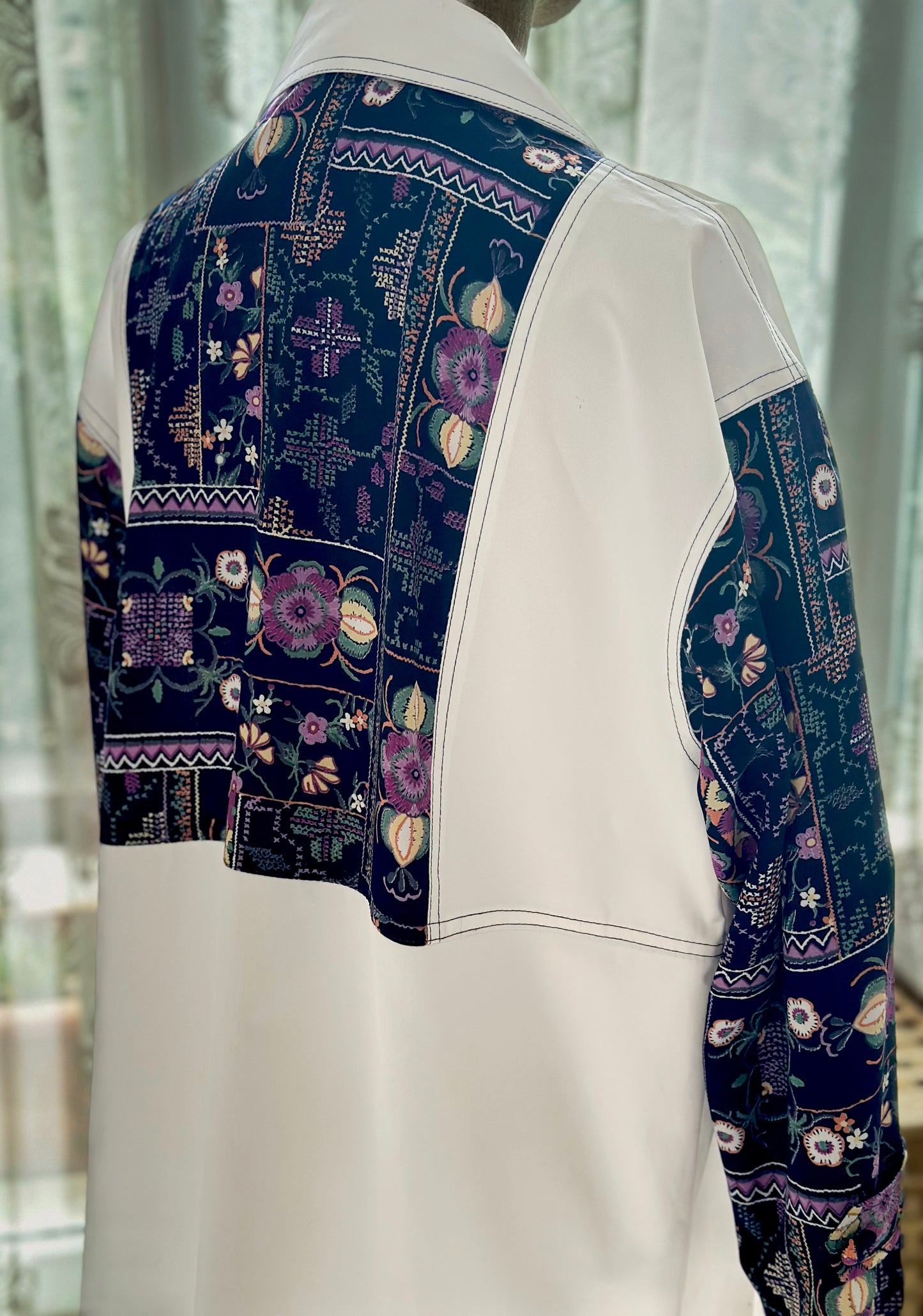 Floral White & Navy Blazer